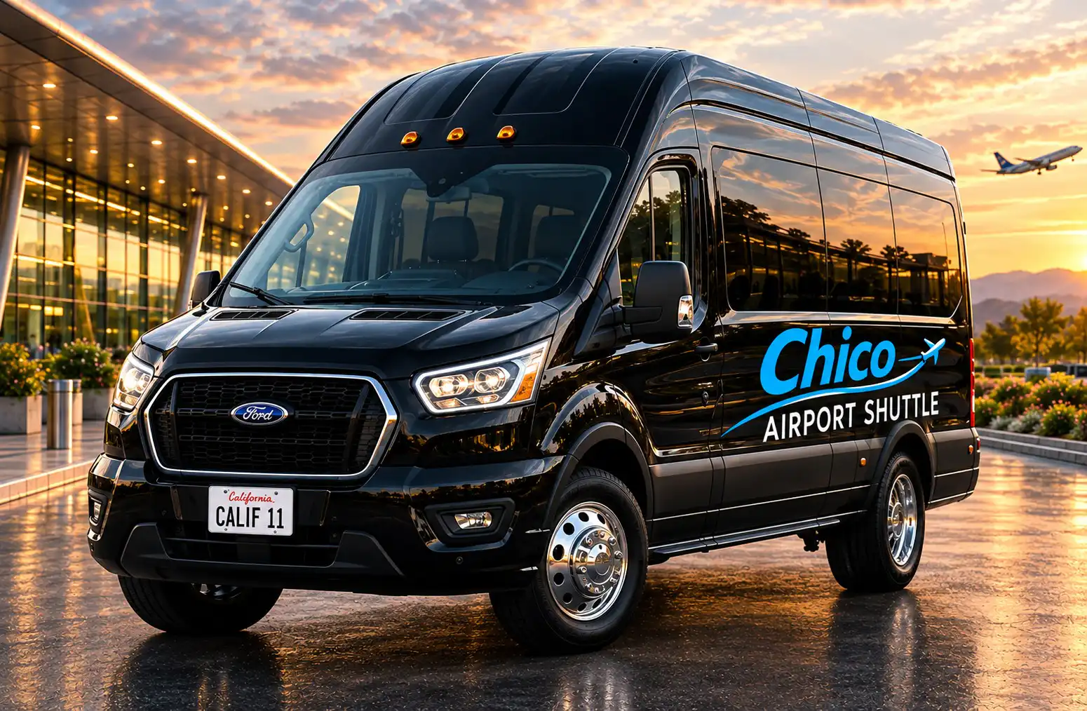 Passenger shuttle van airport transportation from Chico